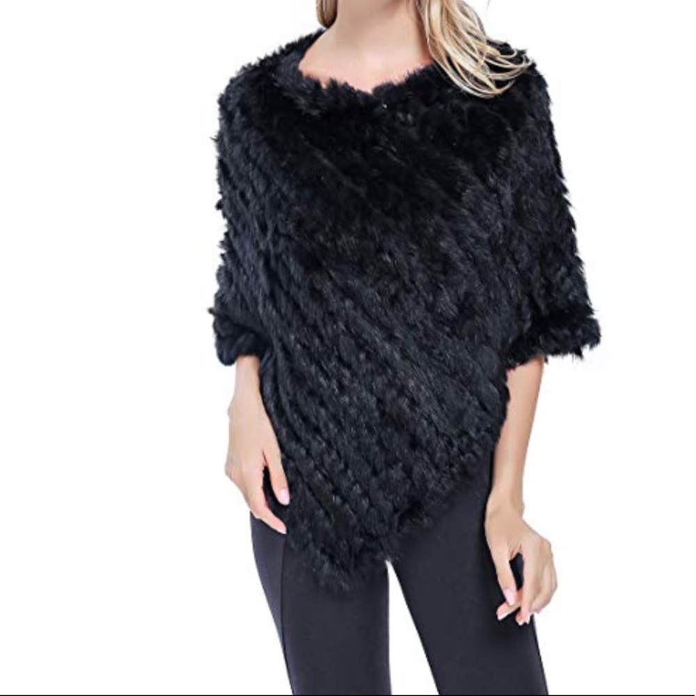 Rabbit Fur Shawls KnittedPonchos